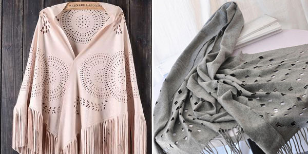 围巾激光雕花打孔